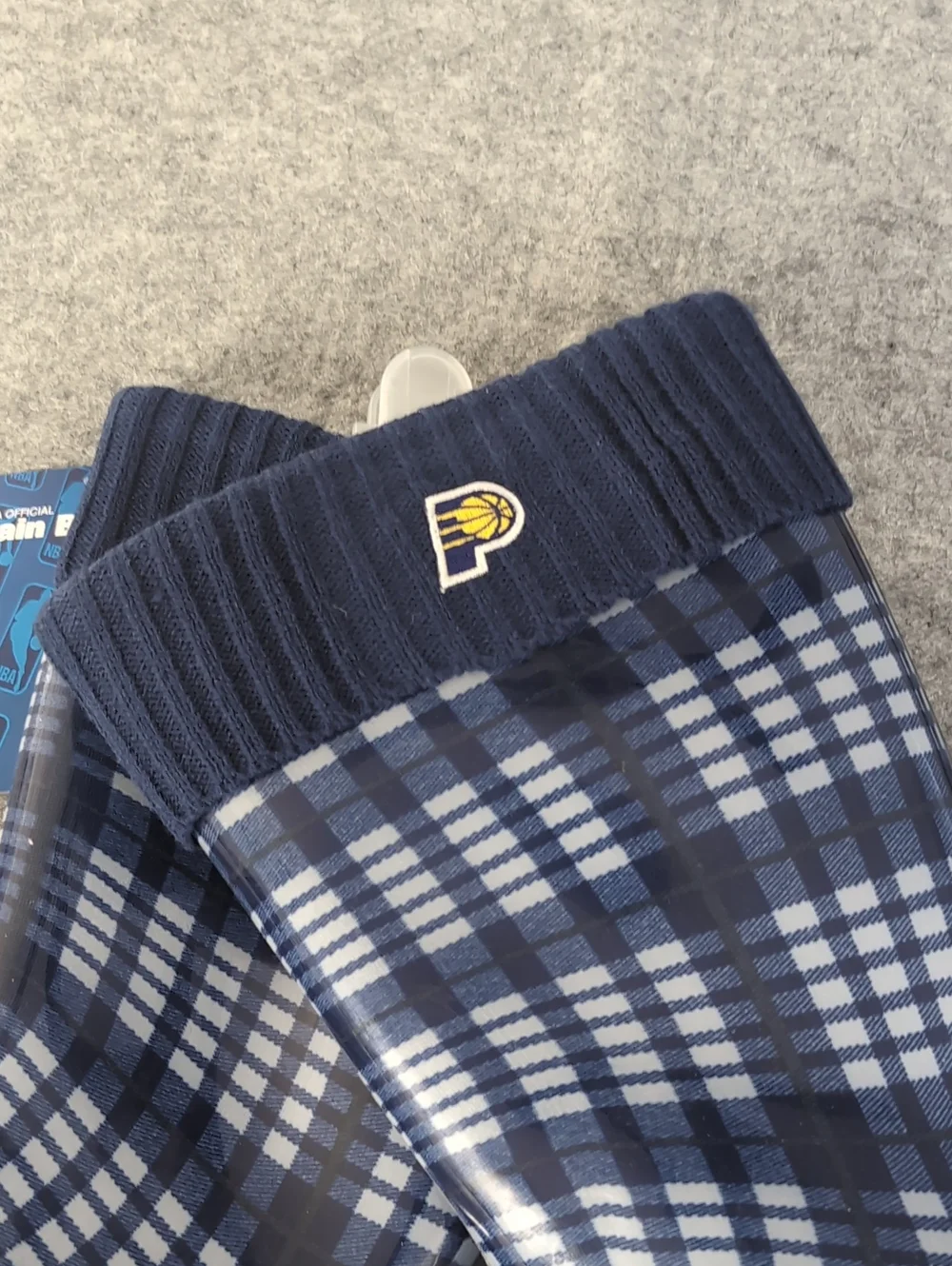 Indiana Pacers Unisex Navy Plaid Rain Boots with Grip Sole Size 9-10